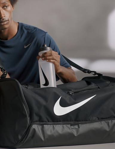 Nike Unisex Adult Gameday Brasilia 9.5 Training Duffel Bag (25L, 41L, 60L, or 95L) | Mens and Womens - color: Black/Black/White, size: Large