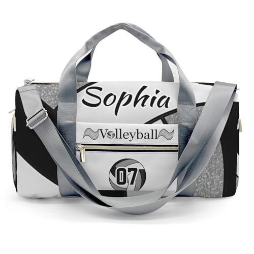 Personalized Custom Volleyball Gray Print Travel Duffel Bag Large Capacity Multifunctional Sports Daypack with Name - color: Volleyball 4