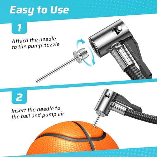 Pumteck 20pcs Ball Pump Inflation Needles with Portable Storage Case, No Break Heavy Duty Copper Air Pump Needles for Sports Balls, Compatible with Hand Pump and Electric Pump