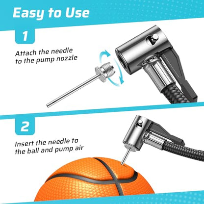 Pumteck 20pcs Ball Pump Inflation Needles with Portable Storage Case, No Break Heavy Duty Copper Air Pump Needles for Sports Balls, Compatible with Hand Pump and Electric Pump
