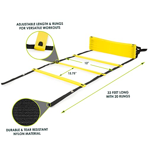ProsourceFit Speed Agility Ladder 8, 12 and 20 Rung for Speed Training and Sports Agility Workouts with Free Carrying Bag - size: 20 rung