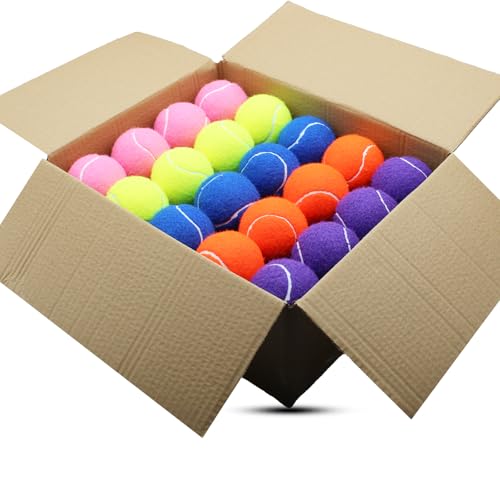 SHYUJAJIE Tennis Balls, 40 Pack Training Tennis Balls,High Elasticity Practice Tennis for Beginner, Exercise Playing Balls for Pet Dog - color: Multicolor