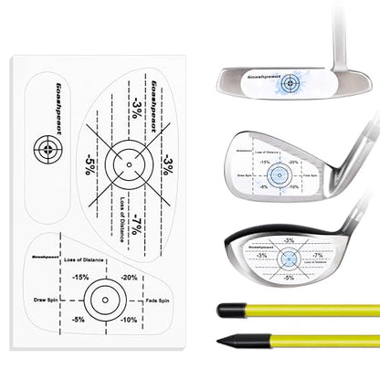 High-Resolution 34pcs Strike Stickers for Putter Wood & Iron Clubs 3 in 1with 2 Pack 40'' Golf Alignment Sticks, Porfessional Alignment Sticks for Swing Trainer Practice