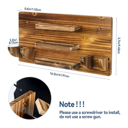 Ping Pong Paddle Holder, Wooden Ping Pong Paddle Holder Wall Mount Storage Rack Wall Mounted Wood Table Tennis Rack Holds 6 Paddles and 12 Balls