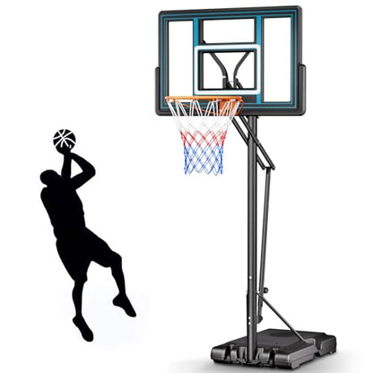 Asbest 44" Portable Basketball Hoop Outdoor | 5.5-10ft Stepless Adjustable Height Basketball Goal System for Driveway, Backyard, for All Ages