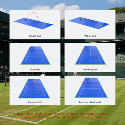 Tennis Ball Machine, Portable PT-Mini Pro Tennis Ball Serving Launching Machine for Practice and Training, Support App and Remote Adjust Speed&Angle, Hold 65+Balls at Once, Easy to Use