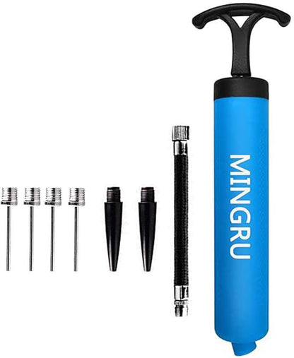 Ball Pump for Basketball, Soccer, Volleyball, Rugby, Water Polo Ball & Other Inflatables Air Pump, Needles and Nozzles Included - color: 1 PACK - BLUE