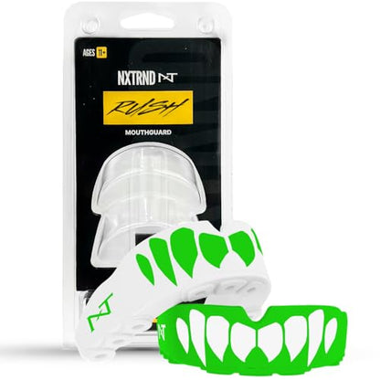 2 Pack Nxtrnd Rush Dual Layer Mouthguard, Custom Fit Sports Mouthpiece for Football, Boxing, MMA, Basketball, Hockey, Lacrosse, Youth & Adult (Green) - color: Green