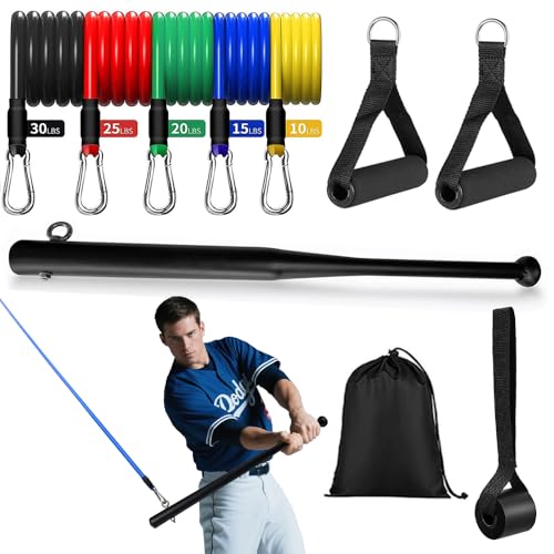 Baseball Swing Training Aid with 5 Adjustable Resistance Bands, Batting Practice Equipment for Speed and Mechanics, All Ages