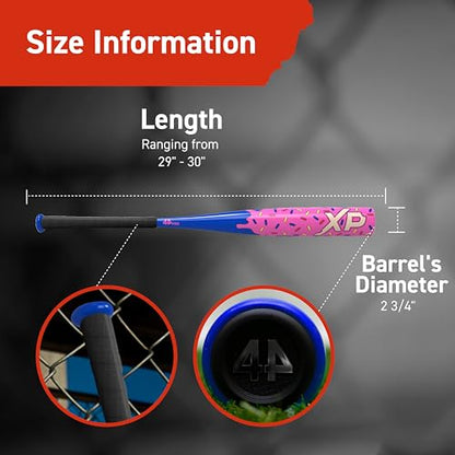 44 PRO Limited Edition XP USSSA 1.15 BPF Baseball Bat, Balanced Baseball Bat for Most Youth Baseball Leagues, Lightweight & Durable Standard Taper Handle, Drop -10, 2 3/4" Big Barrel Diameter - color: Donut, size: 29"/19 oz