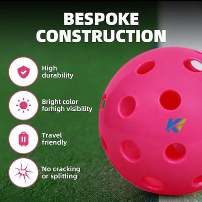 Honeycomb Pickle Balls Outdoor 40 Holes - Durable High Hard Fast Bounce USAPA Approved - True Flight Tournament Pickle Ball - 6Pack - Accessories for Sports&Entertainment Play