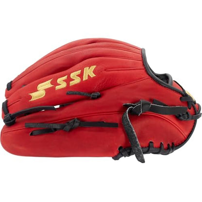 SSK Z5 Craftsman Youth Baseball Glove – 10.5” – 11” – 11.25” – 11.5” Right & Left Hand Throw - color: Red/Black - One-Piece Web, size: 11" - Right Hand Throw