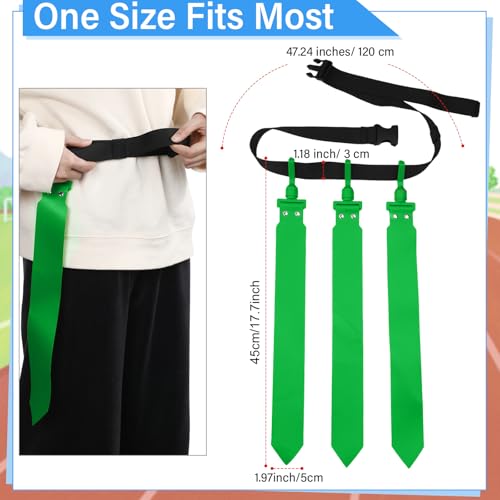 Junkin 6/8/10 Players Flag Football Sets Adjustable Football Belts and Flags for Youths Teens Kids Adults Players Sports Team - color: Green