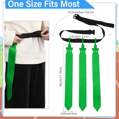 Junkin 6/8/10 Players Flag Football Sets Adjustable Football Belts and Flags for Youths Teens Kids Adults Players Sports Team - color: Green