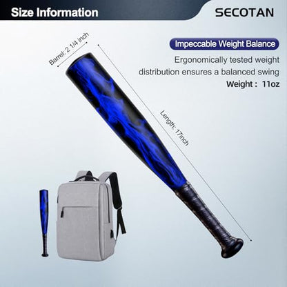 Baseball Bat, Aluminum One Hand 17-Inch Training Bat, Softball Bat, Home/Car/Self Defense, Batting Practice, Aluminum Bat, Truck Tire Checker Bat - color: Blue Flame