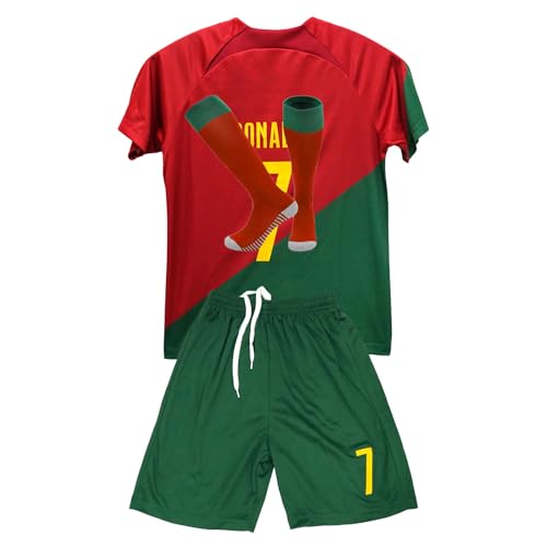 Boys Soccer Jerseys Training Uniform Soccer Jersey for Kids Football Youth Jerseys 3 Piece - color: Red, size: 6-7 Years