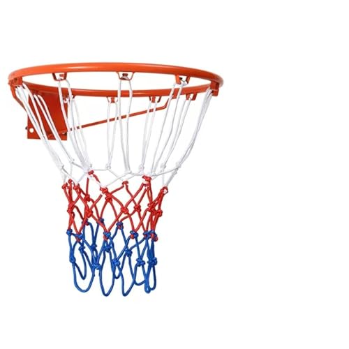 18 Inch Basketball Rim Replacement with Net, Universal Basketball Hoop Rim with Mounting Straps, Indoor Outdoor Basketball Rim for Most Backboard, Tree-Mountable Basketball Hoop Replacement