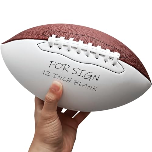 Full Size 12 Inch Autograph American Football with 2 White Panels Customized Trophy for Rugby Game Graduation Signing