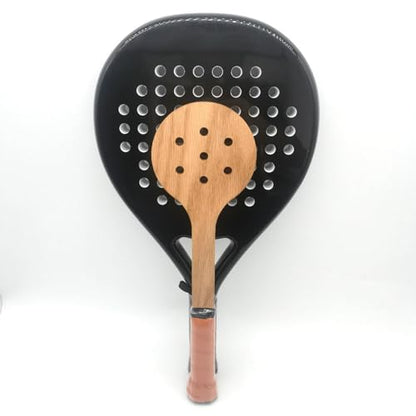 Wooden Tennis Training Racket, Lightweight Poplar Wood Bat for Improved Power Control, Accurate Swing Practice for All Skill Levels Outdoor Indoor Play