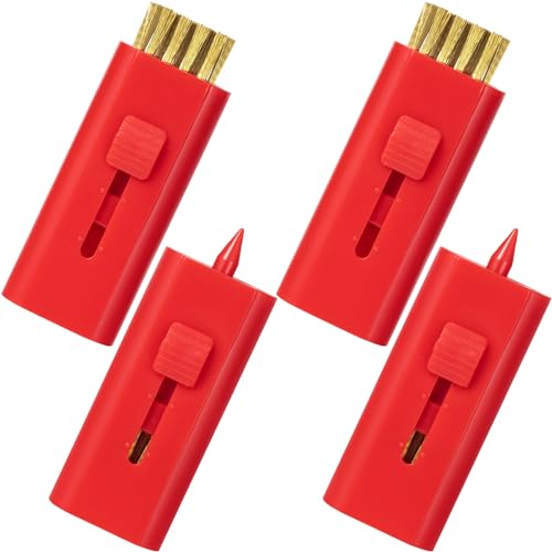 PAGOW 4 Pack Retractable Golf Club Cleaner Brush, Portable Double-Sided Golf Club Brush Groove Cleaner-Multicolor - color: Red