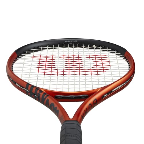 Wilson Burn 100 V5 Performance Tennis Racket - Strung with Sensation, Grip Size 1-4 1/8", 2-4 1/4", 3-4 3/8", 4-4 1/2" - size: Grip Size 3 - 4 3/8"