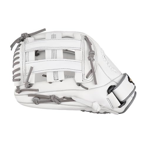 Mizuno GMVP1300PF4W MVP Prime Fastpitch Softball Glove 13", H Web, Left Hand Throw,White/Grey