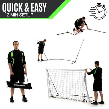 QUICKPLAY Kickster Soccer Goal Range – Ultra Portable | Quick and Easy Set Up | Includes Net and Carry Bag | Available in 7 Sizes | Backyard Soccer Net for Kids & Adults [Single Goal] - style: 5 x 3'