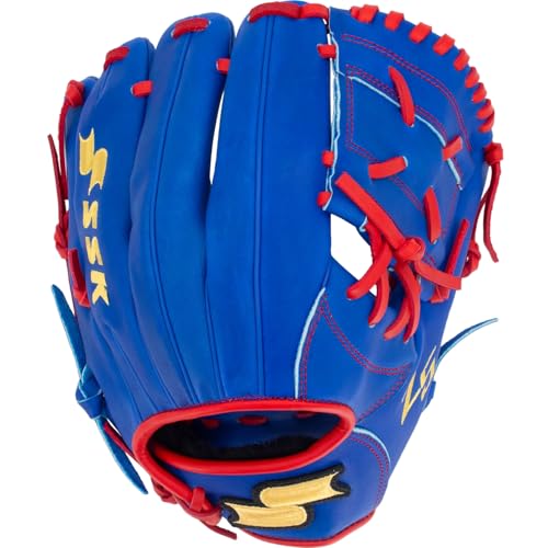 SSK Z5 Craftsman Youth Baseball Glove – 10.5” – 11” – 11.25” – 11.5” Right & Left Hand Throw - color: Royal/Red - One-Piece Web, size: 11" - Left Hand Throw