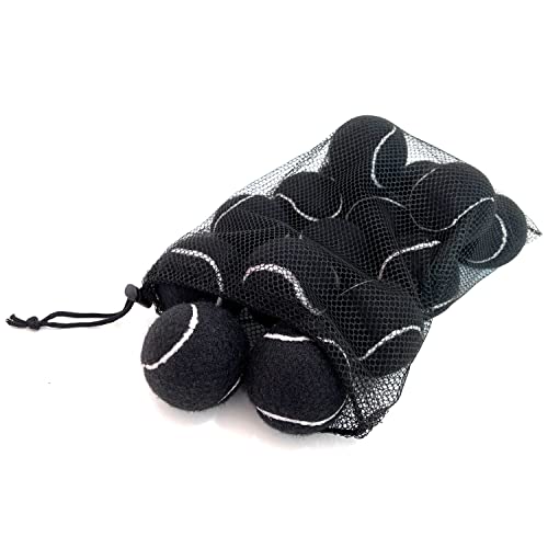 Tennis Balls, 15 Pack Practice Tennis Ball for Beginners, Training Playing Tennis Balls for Dogs, Come with Mesh Carry Bag - color: Black