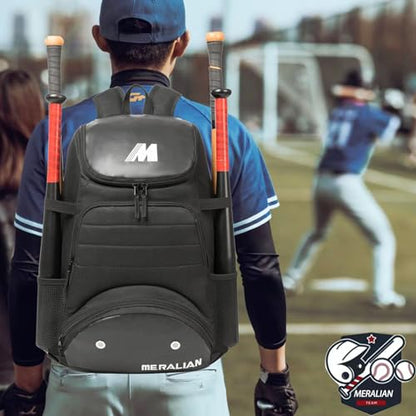 Baseball Bag - Lightweight Softball & T-Ball Backpack with Shoe Compartment for Equipment & Gear - color: BLK