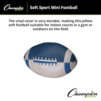 Champion Sports Soft Foam Mini Football, Blue/White, 8"