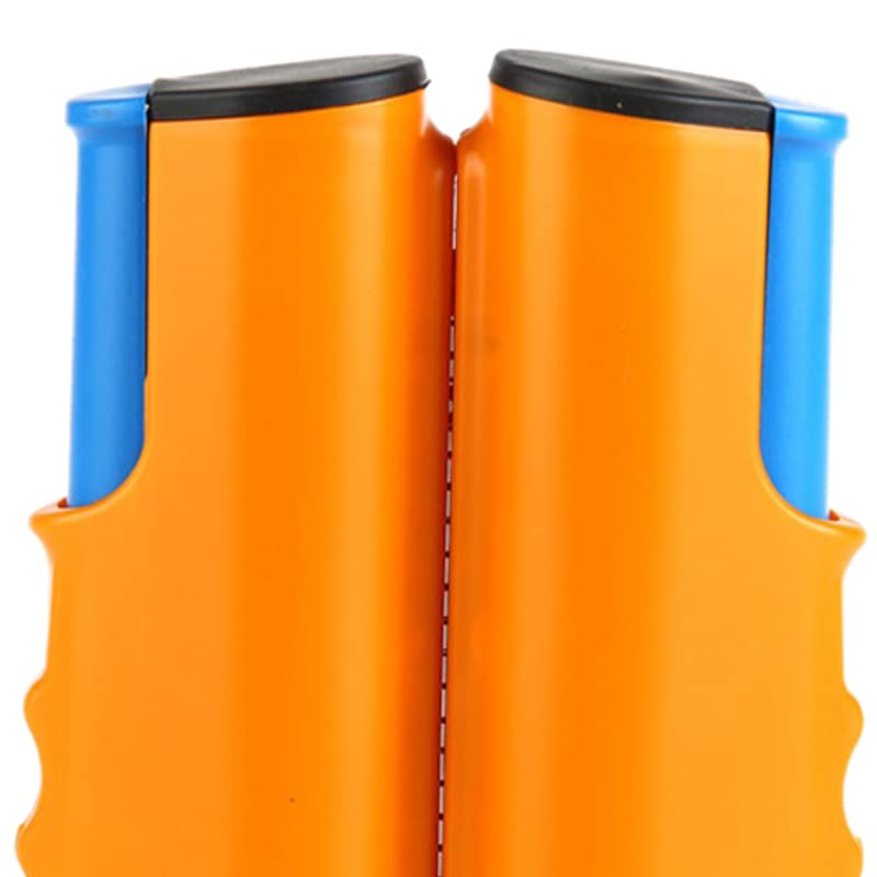 Retractable Table Tennis Net Rack with Safety Wavy Edge, Fashionable Portable Table Tennis Ball Net Rack for School and Gym, Essential Table Tennis Supplies - color: Orange Blue