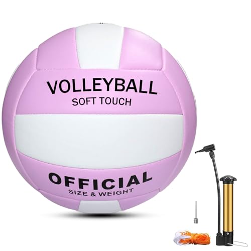 Magicorange Volleyball, 1 Pack Official Size 5 Volleyballs- PU Leather Indoor Outdoor Soft Touch Volleyballs for Beach Play, Game,Gym,Training -Includes Ball Pump - color: Purple