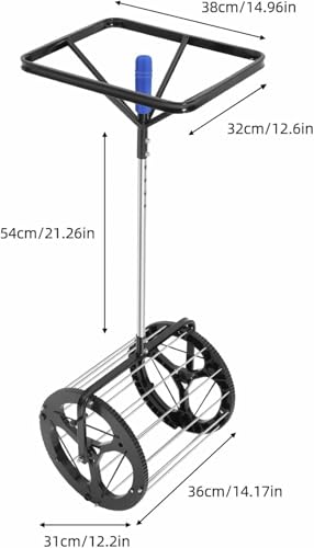Automatic Tennis Ball Picker, 80 Balls Capacity, 2 in 1 Tennis Collector Basket with Adjustable Height, Rolling Ball Catcher with Handle, Portable Hopper for Gym Court, Club, School~/