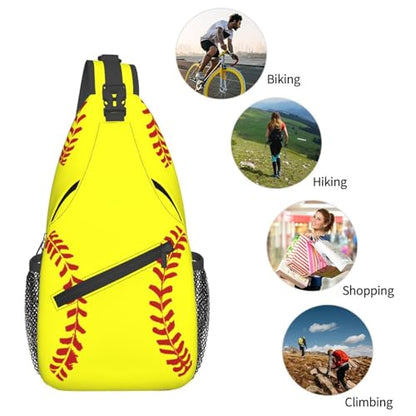 Softball Sling Backpack Sling Bag Crossbody Shoulder Bag Softball Purse Chest Bag For Men Women A - color: Softball a