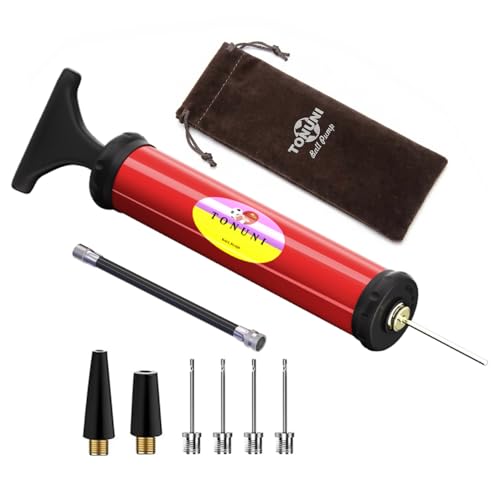 Portable Air Pump,Ball Pump Inflator Kit with Needle,Nozzle, Extension Hose for Soccer Basketball Football Volleyball Water Polo Rugby Exercise Sports Ball Balloon Swim Inflatables - color: RED