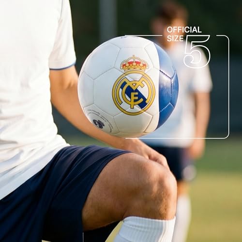 Maccabi Art Official Real Madrid Soccer Ball, Size 5 Football, Authentic Club Logo, Premium Fan Collectible for Training, Play & Display
