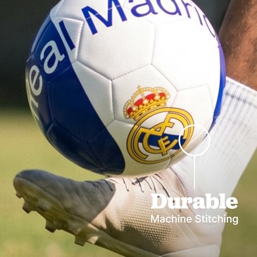 Maccabi Art Official Real Madrid Soccer Ball, Size 5 Football, Authentic Club Logo, Premium Fan Collectible for Training, Play & Display