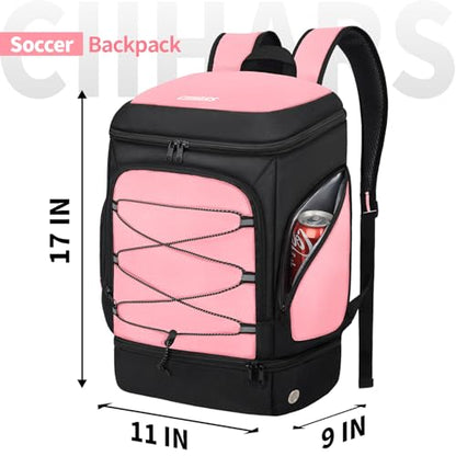 Soccer Bag - Soccer Backpack with Ball Holder,Sport Equipment Bags gifts for soccer stuff Water resistant Includes Separate Cleat Fit Basketball Volleyball Football - color: Hot Pink