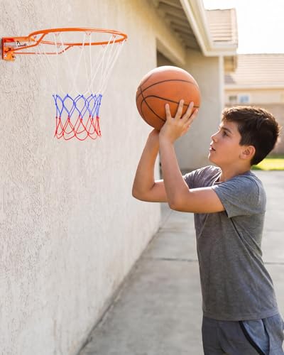 Yohood 18" Basketball Rim, Heavy Duty Solid Steel Rim for Wall Mount & Hoop Replacement, Double Spring Basketball Rim with All Weather Net, More Compatible Multi-Hole Design