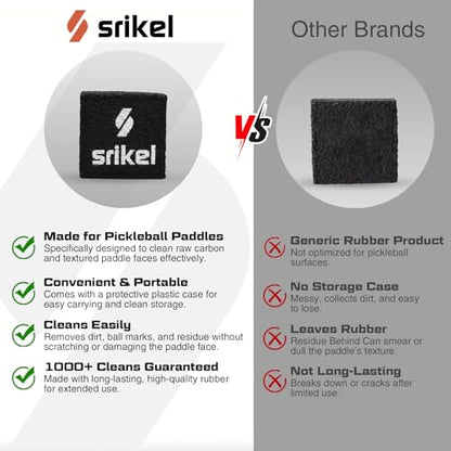 Pickleball – Paddle Cleaner Eraser with Carrying Storage Case, Premium Carbon Fiber Pickle Ball Racket Cleaner, Fast & Easy Rubber Eraser Removes Ball Residue, Dirt & Scratches - color: Black