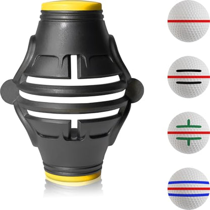 1 Pack 360° Triple Line Golf Ball Marker，Golf Ball Line Marker Tool，Golf Ball Marker Stencil，Alignment Ball Marker，Golf Accessories - color: 1 Pack 360° Triple Line Golf Ball Marker（Black&Yellow）