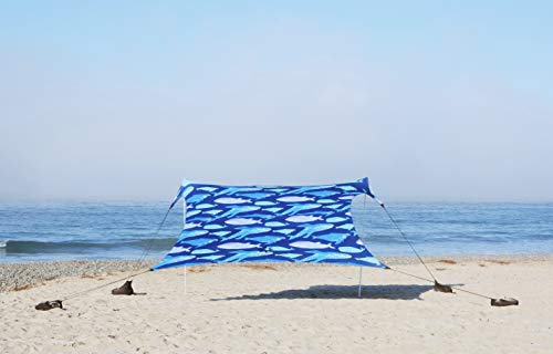 Neso Grande Portable Beach Tent Sun Shelter - Lightweight Beach Shade Canopy - Easy Setup for Family Outings - Patented Reinforced Corners - UPF 50+ Sun Protection - 7ft Tall, 9 x 9ft - color: Whales