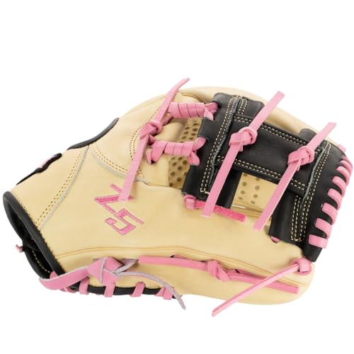 SSK Z5 Craftsman Infield Baseball Glove – 11.25” - 11.5” - 11.75” - 12” – Right & Left Hand Throw - color: Camel/Black/Pink, size: 11.5" - Left Hand Throw
