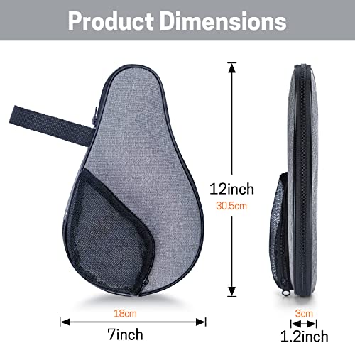 VISEMAN Table Tennis Racket Cover, Ping Pong Paddle Case, Portable Waterproof Table Tennis Bat Bag to Hold 2 Paddles 5 Balls - color: Gray
