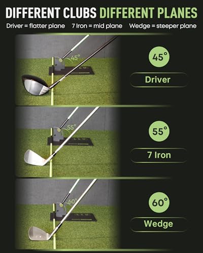 Golf Swing Plane Trainer – Adjustable Alignment Stick Holder, Weighted Metal Golf Training Aid for Swing Path, Indoor & Outdoor Practice Equipment for Men