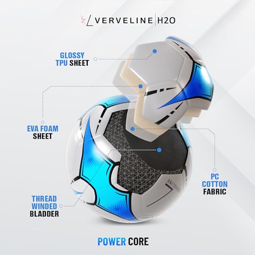 H2O TPU Soccer Ball | Soccer Balls Size 5 | Ideal for Clubs & Academies | Best for Youth & Adults | Indoor & Outdoor Training, White / Blue / Black