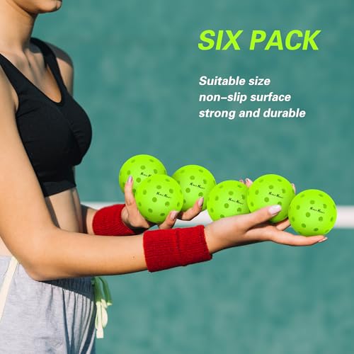 Crack Resistant | 40 Hole Outdoor Pickleball | 6-Ball Set with Colorful Box | Pickleball Gifts for Women,Men Beginners and Professionals
