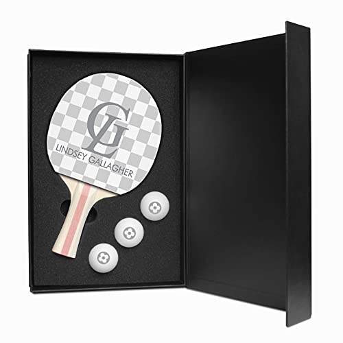 Infusion Table Tennis Paddle and Balls Gift Box Set - color: Gray/White Checkerboard