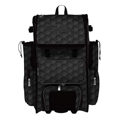 Boombah Rolling Superpack 2.0 3DHC Baseball/Softball Gear Bag - 23-1/2" x 13-1/2" x 9-1/2" - Multiple Colors - Telescopic Handle and Holds 4 Bats - Wheeled Version - color: Black
